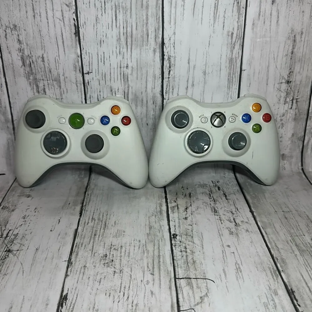 Microsoft Xbox 360 Wireless Controller White TESTED‎ Genuine OEM set of 2